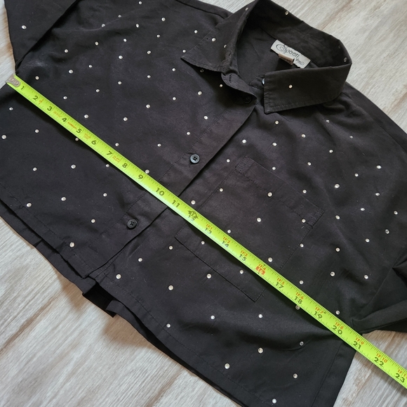 Spoon Jeans Women’s Black Rhinestone Long Sleeve Button Up Crop Top Size L - Picture 4 of 6